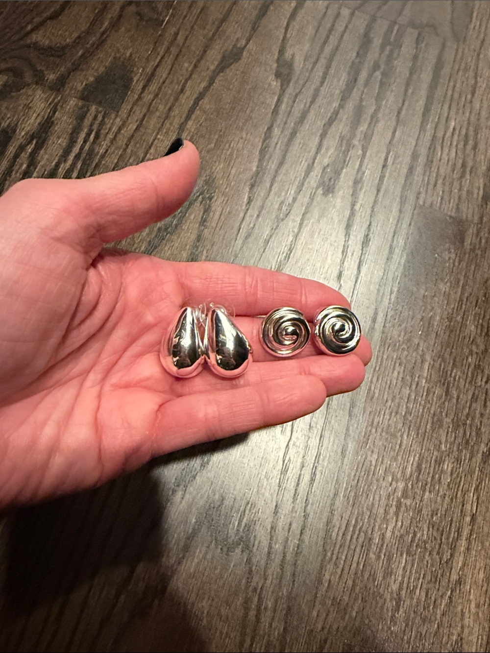 Set of Two Pairs of Silver Earrings